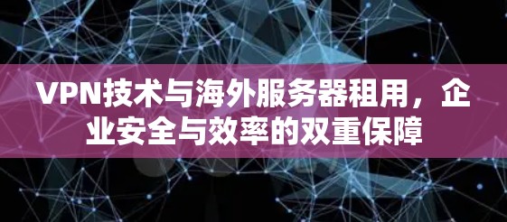 VPN技术与海外服务器租用,企业安全与效率的双重保障 VPN技术与海外服务器租用,企业安全与效率的双重保障